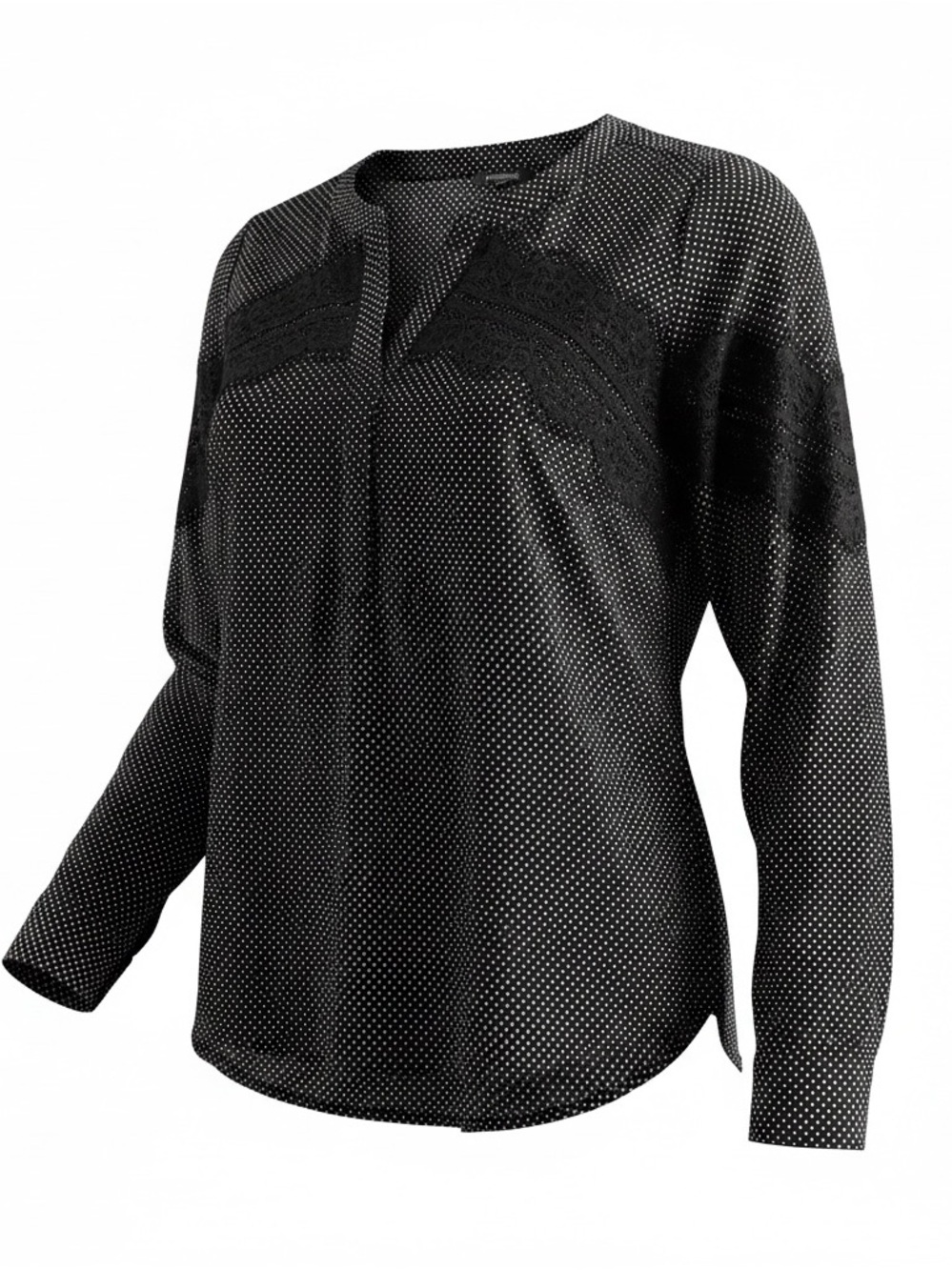 Ann Taylor Black Blouse with White Polka Dots